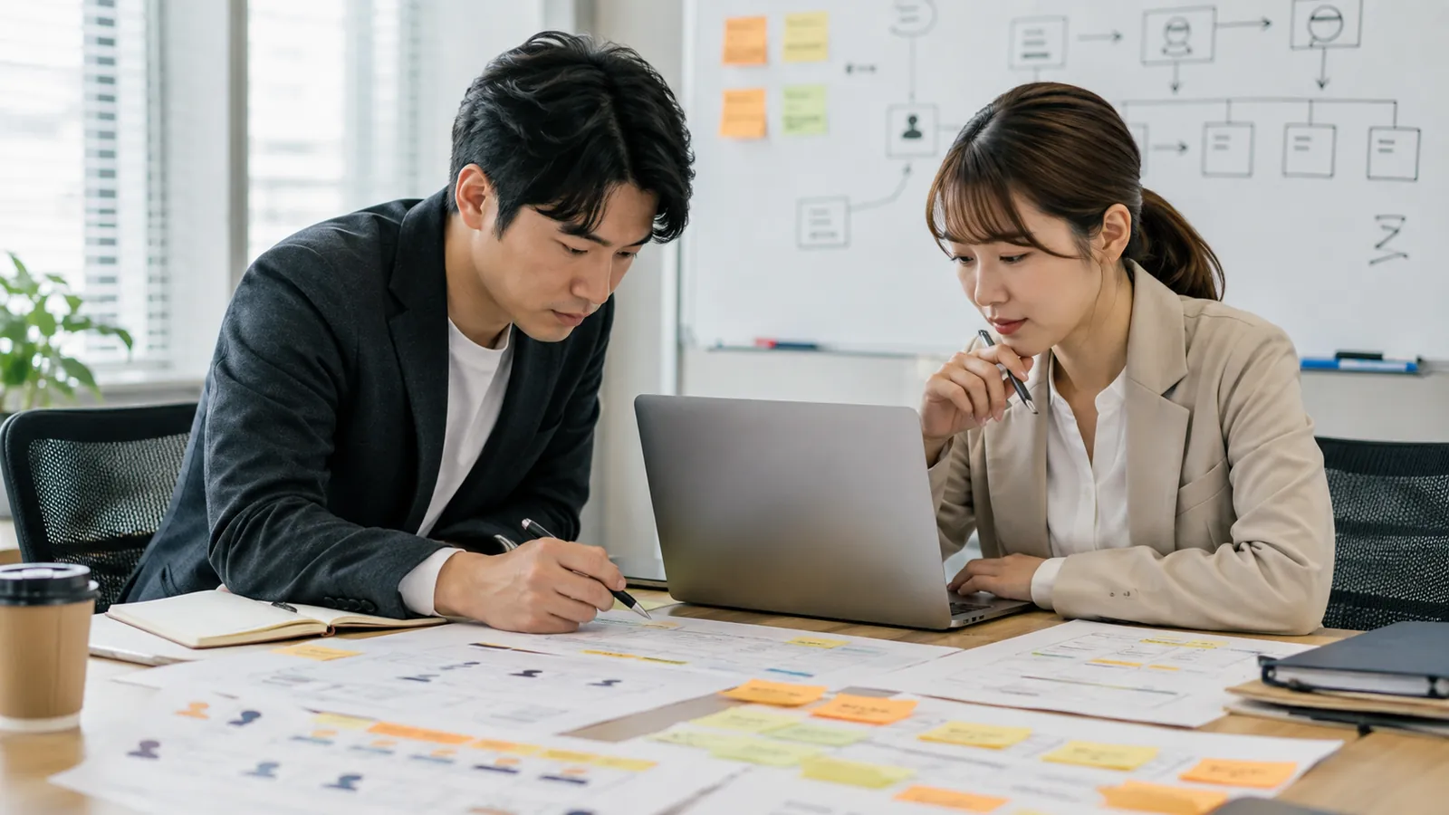 採用業務の運用フローを確認する様子